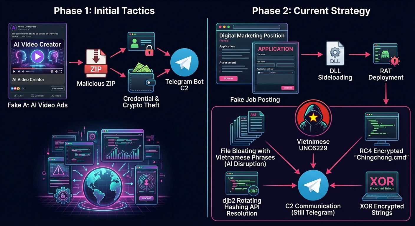 ผู้สร้างมัลแวร์ Noodlophile พัฒนากลยุทธ์ด้วยโพสต์งานปลอมและการล่อลวงแบบฟิชชิ่ง