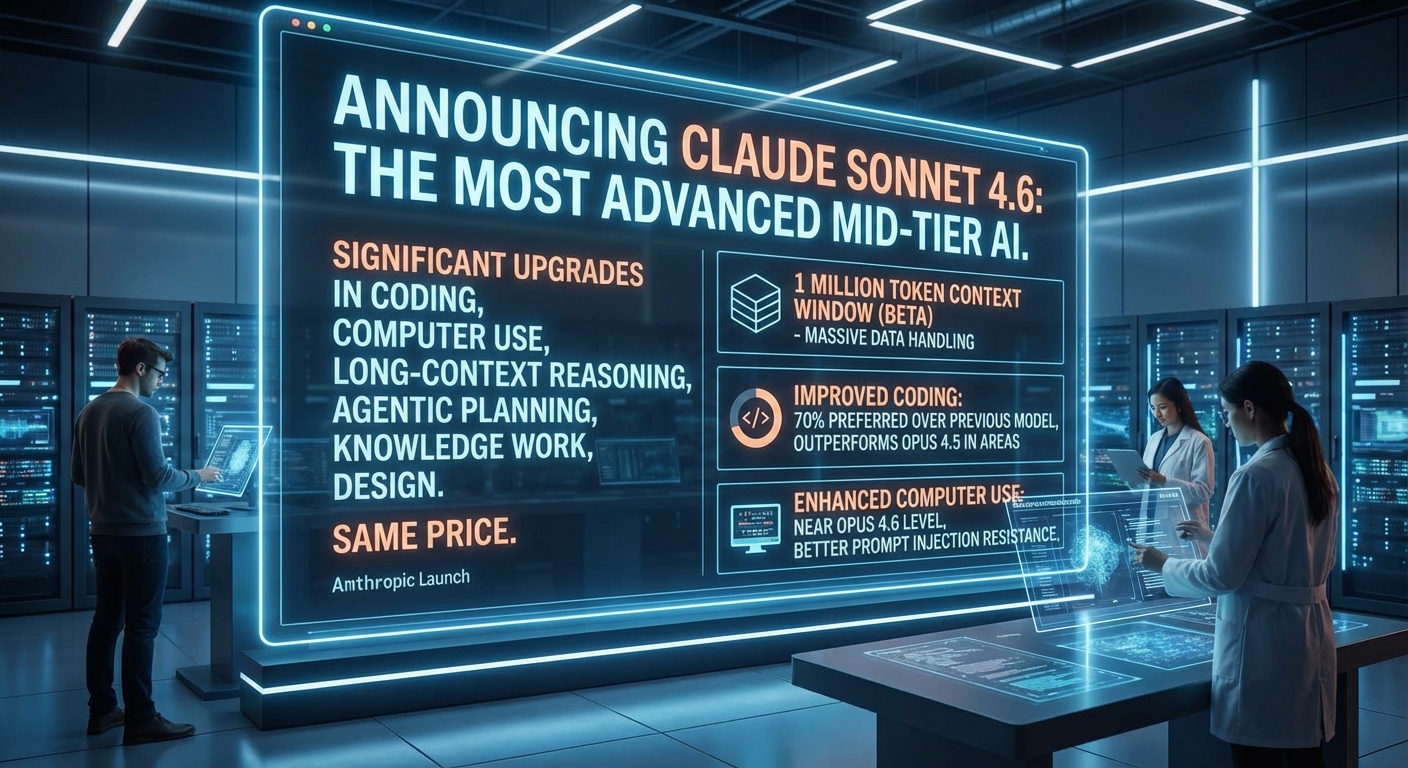 Anthropic เปิดตัว Claude Sonnet 4.6 พร้อมปรับปรุงการเขียนโค้ด การใช้งานคอมพิวเตอร์ และหน้าต่างบริบท 1M โทเค็น