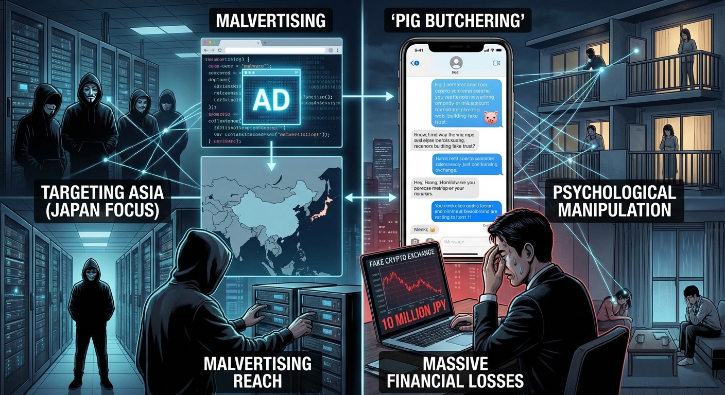 Cryptocurrency Scams Target Asia, Combining Malvertising and Pig Butchering with Losses Up to ¥10 Million